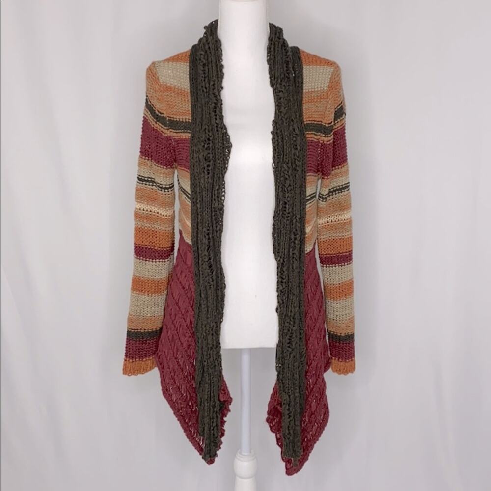 ETHYL Multi Color Acrylic Crochet Kimono Cardigan Size Medium
